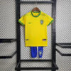 1998 Retro Kids Size Brazil Home Soccer Jersey front view