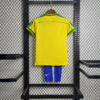 1998 Retro Kids Size Brazil Home Soccer Jersey back view