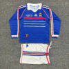 1998 Retro Long Sleeve France Home Football Shirt Kids Size front view