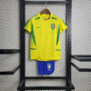 2002 Retro Kids Size Brazil Home Soccer Jersey front view