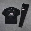 2021/2022 Psg Paris Saint-Germain Half-Pull Tracksuit Black front view