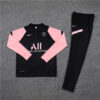 2021/2022 Psg Paris Saint-Germain Half-Pull Tracksuit Black Pink Sleeves front view