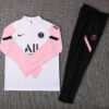 2021/2022 Psg Paris Saint-Germain Half-Pull Tracksuit White Pink Sleeves front view