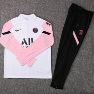 2021/2022 Psg Paris Saint-Germain Half-Pull Tracksuit White Pink Sleeves