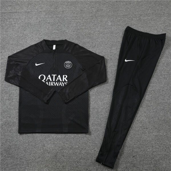 2022/2023 PSG Paris Saint-Germain Full Black Half-Pull Tracksuit