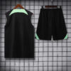 2023/2024 Liverpool pre-match training Black Jersey+Shorts back view