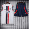 2023/2024 Psg Paris Saint-Germain pre-match training White Jersey+Shorts front view