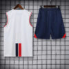 2023/2024 Psg Paris Saint-Germain pre-match training White Jersey+Shorts back view