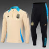 2024 Argentina Half-Pull Training Suit Khaki Football Shirt Set back view