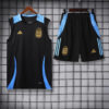 2024 Argentina Pre-match Training Black Jersey+Shorts front view
