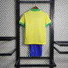 2024 Brazil Home Football Shirt Kids Size back view