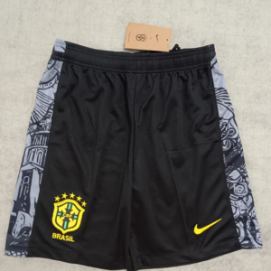 2024 Brazil Special Edition Black Gray Soccer Shorts