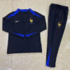 2024 France Half-Pull Tracksuit Black Football Shirt front view