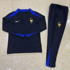 2024 France Half-Pull Tracksuit Black Football Shirt
