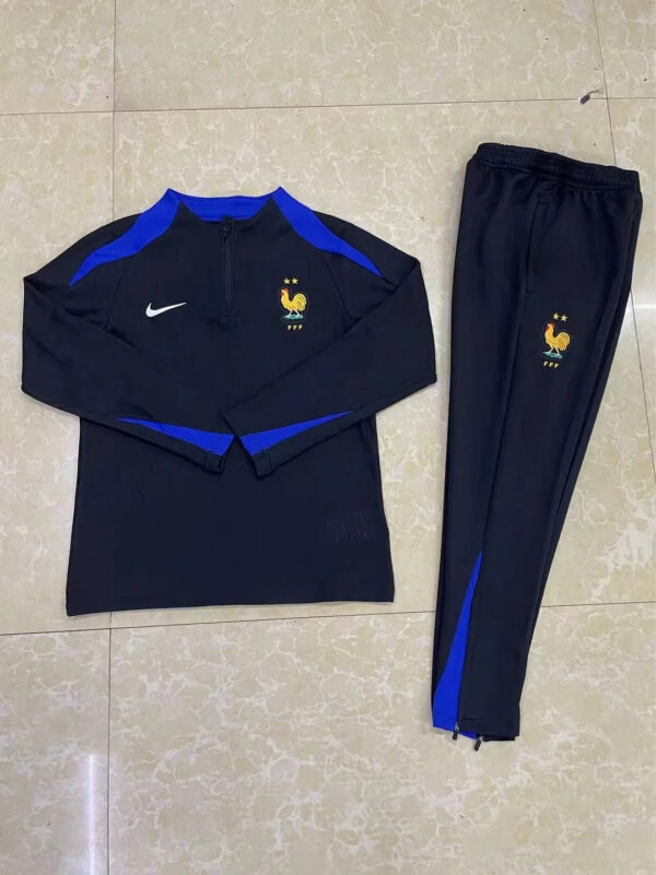 2024 France Half-Pull Tracksuit Black Football Shirt
