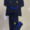 2024 France Half-Pull Tracksuit Black Football Shirt back view