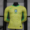2024 Long Sleeve Player Version Brazil Home Football Shirt front view