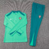 2024 Portugal Half-Pull Tracksuit Green Football Jersey front view