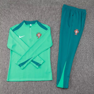 2024 Portugal Half-Pull Tracksuit Green Football Jersey
