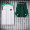 2024 Portugal Pre-match Training White Jersey+Shorts front view
