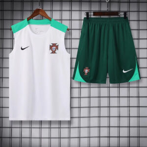 2024 Portugal Pre-match Training White Jersey+Shorts