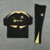 2024/2025 Barcelona Half-Pull Tracksuit Black With Gold front view