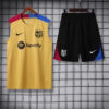 2024/2025 Barcelona pre-match training Glod Jersey+Shorts front view