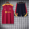 2024/2025 Barcelona pre-match training Red Jersey+Shorts front view