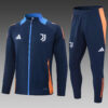 2024/2025 Juventus Long Zipped Jacket Royal Blue Soccer Jersey front view