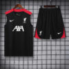 2024/2025 Liverpool Pre-match Training Black Jersey+Shorts front view
