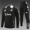 2024/2025 Manchester United Half-Pull Training Wear Black Football Shirt detail view