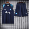 2024/2025 Napoli pre-match training Black Jersey+Shorts front view