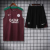 2024/2025 Psg Paris Saint-Germain pre-match training Wine Red Jersey+Shorts front view