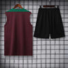 2024/2025 Psg Paris Saint-Germain pre-match training Wine Red Jersey+Shorts back view