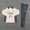2024/2025 Real Madrid Half-Pull Tracksuit Light Yellow Football Shirt front view