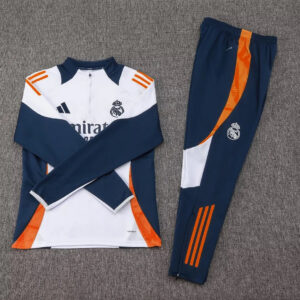 2024/2025 Real Madrid Half-Pull Tracksuit White-Black Football Shirt