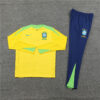 2025 Brazil Yellow and Dark Blue Half-Pull Tracksuit front view