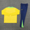 2025 Brazil Yellow and Dark Blue Half-Pull Tracksuit back view