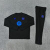 2025/2026 Barcelona Black Blue Half-Pull Tracksuit front view