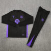 2025/2026 Barcelona Black Purple Half-Pull Tracksuit front view