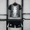 2025/2026 Kids Size Barcelona Black Goalkeeper Football Kit front view