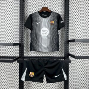 2025/2026 Kids Size Barcelona Black Goalkeeper Football Kit