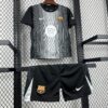 2025/2026 Kids Size Barcelona Black Goalkeeper Football Kit detail view