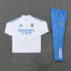 2025/2026 Real Madrid Half-Pull White and Blue Tracksuit front view